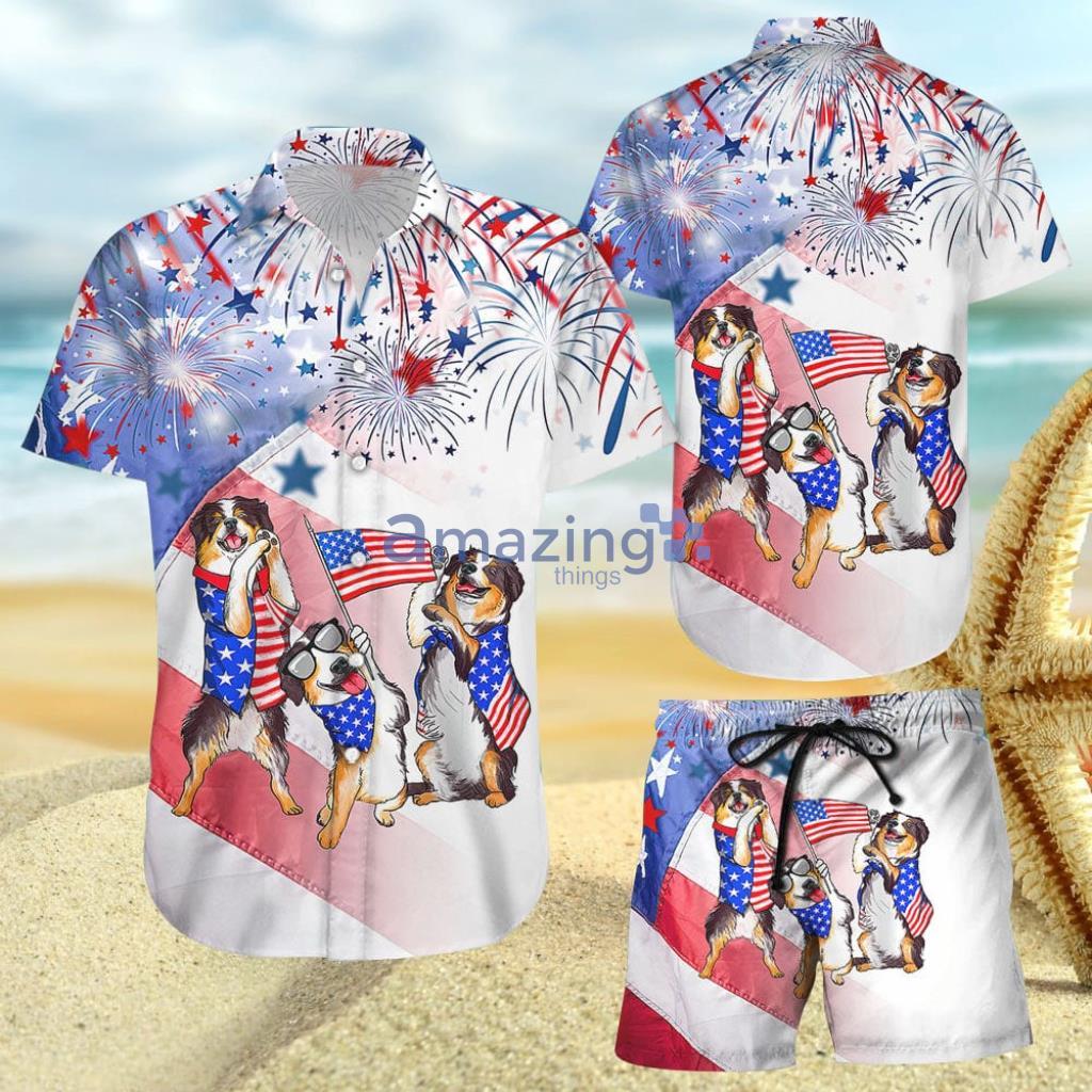 July 4Th Hawaiian Shirts - Bernese Mountain Dogs With Firework 4th Of July Day Hawaiian Shirt And Short - July 4Th Hawaiian Shirts - Bernese Mountain Dogs With Firework 4th Of July Day Hawaiian Shirt And Short