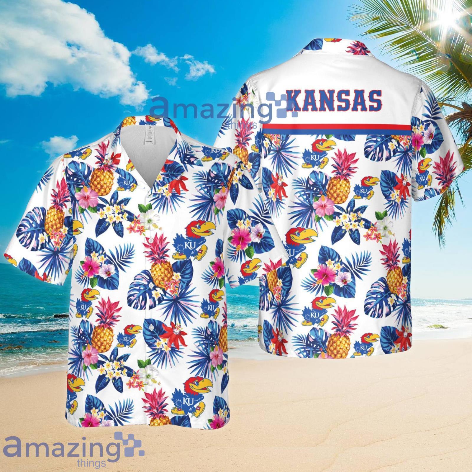Kansas Jayhawks Pineapple Tropical Flower Summer Set Hawaiian Shirt And Shorts Product Photo 1