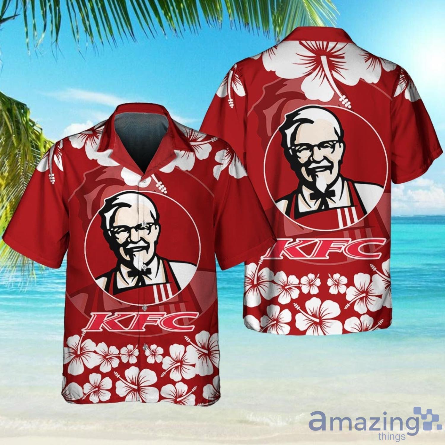 KFC Food Tropical Flower Aloha Hawaiian Shirt And Beach Short Set Product Photo 1