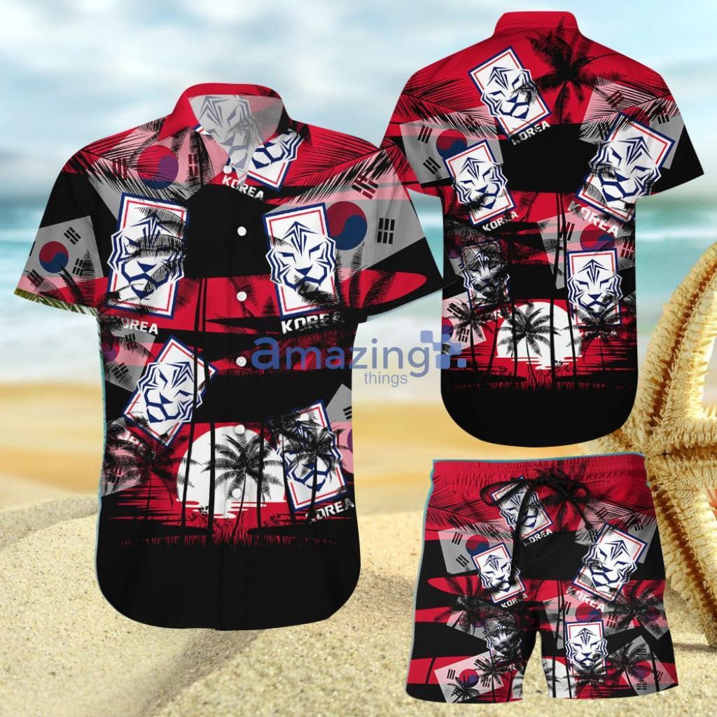 Korea Republic Coconut Pattern Hawaiian Soccer Team, World Cup 2022 Qatar Champions, Football Gift Fans World Cup Hawaiian Shirt And Short - 270423-175041