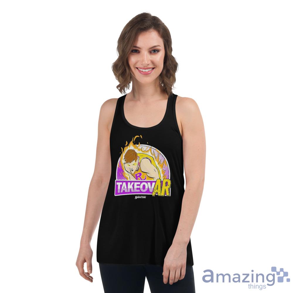 La Showtime Austin Reaves Takeovar Shirt For Men Women image La Showtime Austin Reaves Takeovar Shirt For Men Women - Womens Flowy Racerback Tank