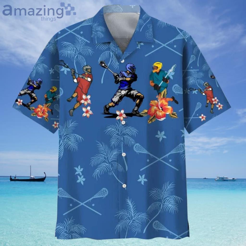 Lacrosse Usa Blue Tropical Aloha Hawaiian Shirt - Lacrosse Usa Blue Tropical Aloha Hawaiian Shirt