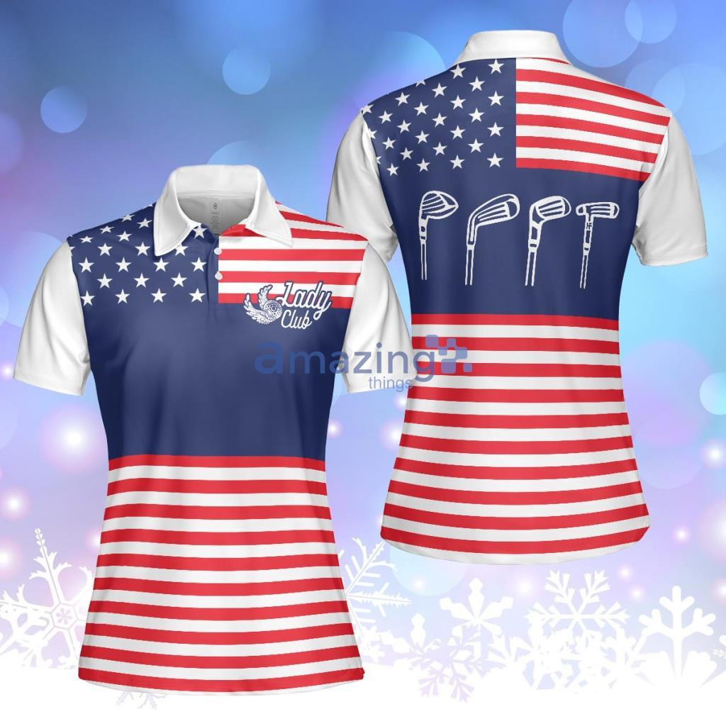 Lady Squad America Flag Golf Shirt, Short Sleeve Women Polo Shirt - Lady Squad America Flag Golf Shirt, Short Sleeve Women Polo Shirt