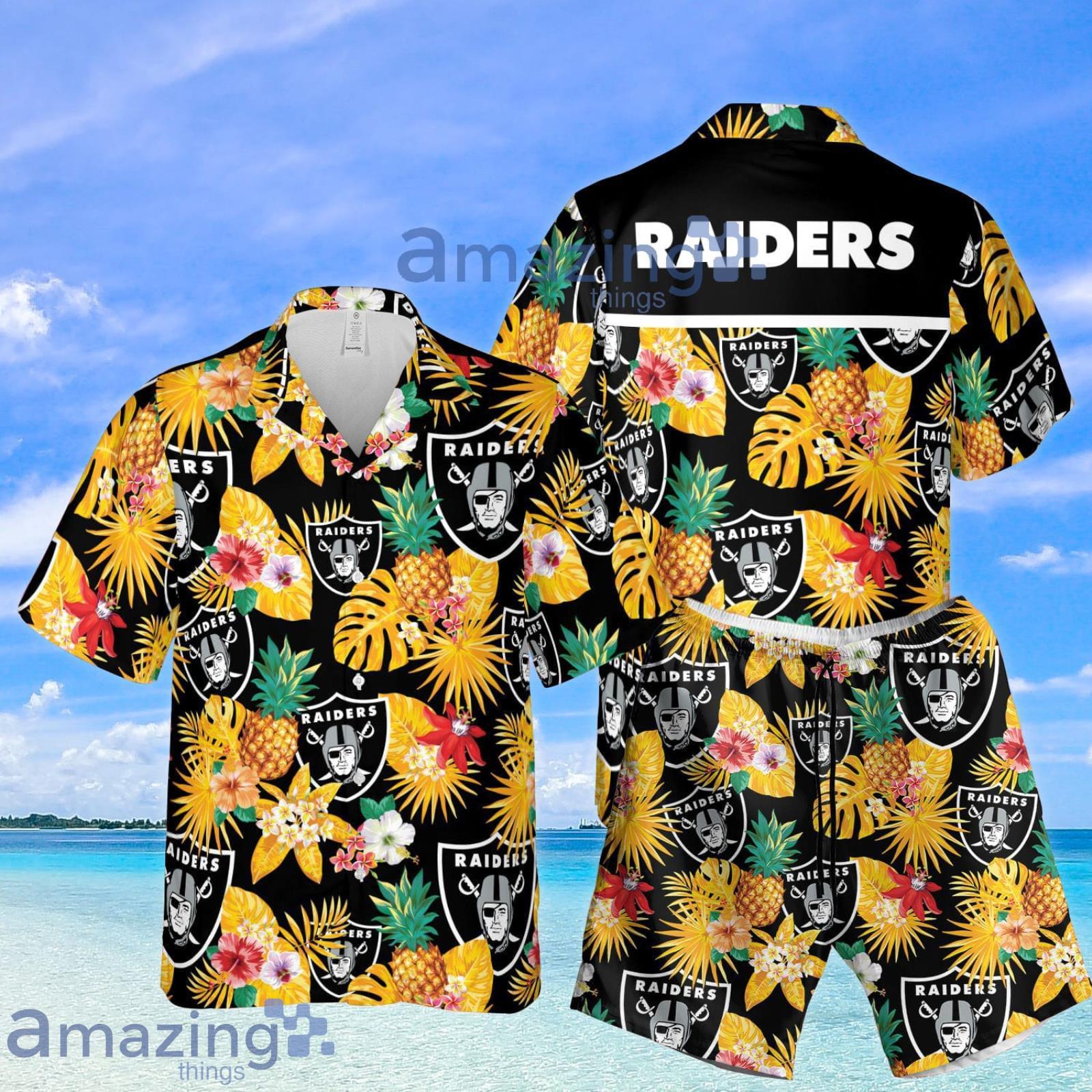 Las Vegas Raiders 2 Piece Hawaiian Shirts Beach Shorts Set Casual