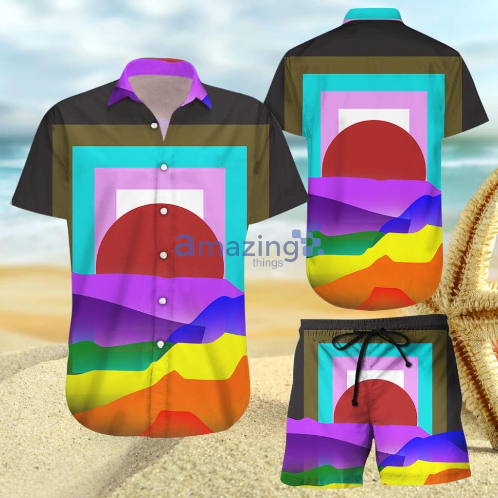 LGBT FLag Color Sun Rising Hawaiian Shirt And Short - LGBT FLag Color Sun Rising Hawaiian Shirt And Short