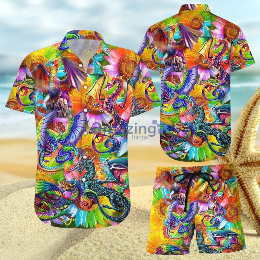 LGBT Hawaiian Shirt - LGBT Rainbow Dragon Sunflower Hawaiian Shirt And Short - LGBT Hawaiian Shirt - LGBT Rainbow Dragon Sunflower Hawaiian Shirt And Short