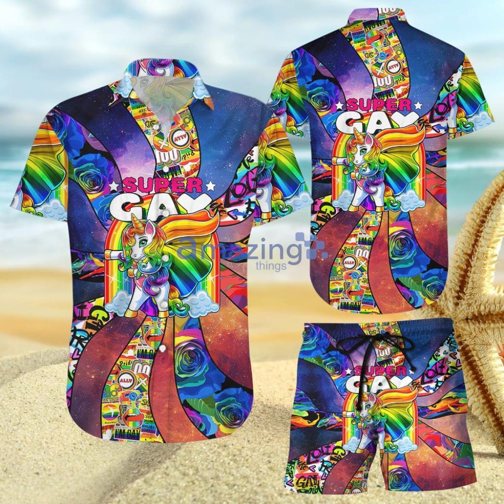 LGBT Hawaiian Shirt - LGBT Super Gay Unicorn Hawaiian Shirt And Short - LGBT Hawaiian Shirt - LGBT Super Gay Unicorn Hawaiian Shirt And Short
