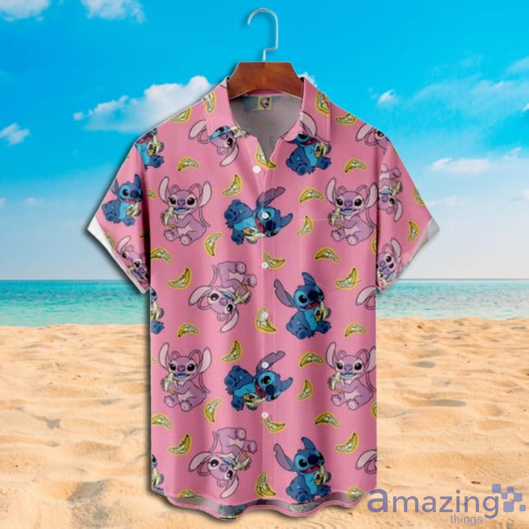 Lilo And Stitch Cute Pink Short Sleeve Hawaiian Shirt Product Photo 1