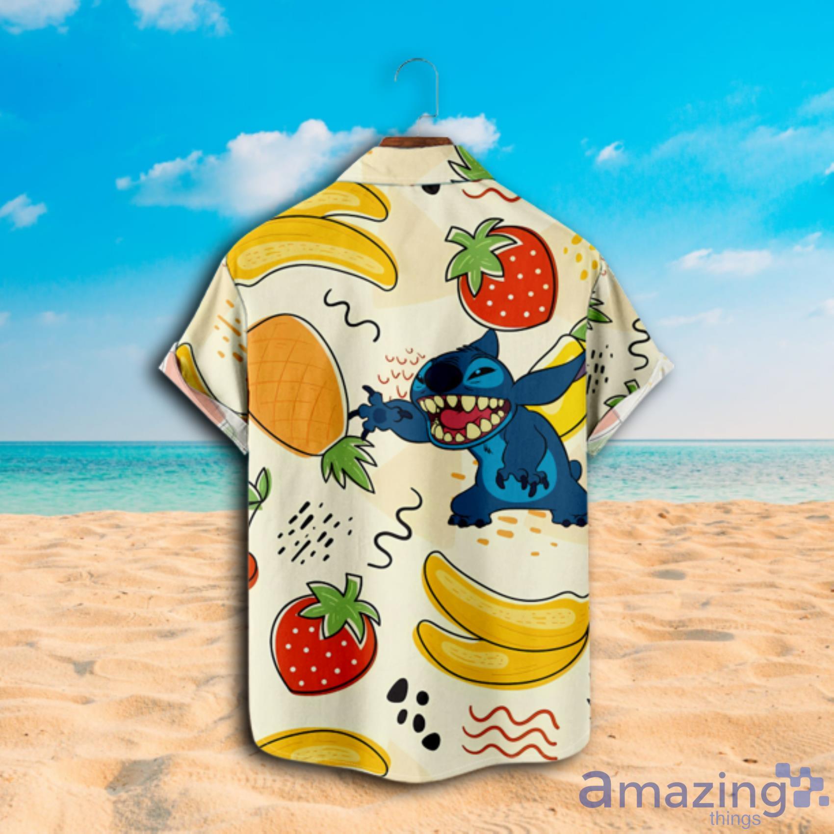 Lilo And Stitch Strawberry And Banana Short Sleeve Hawaiian Shirt Product Photo 1