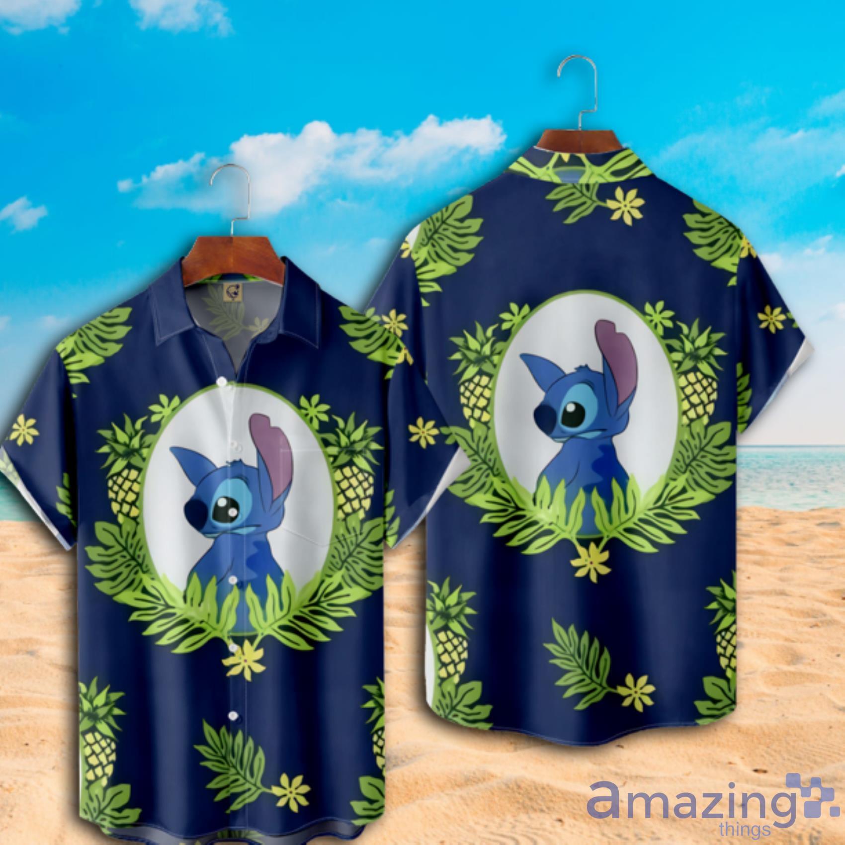 Lilo & Stitch Green Floral Lovely Hawaiian Shirt Product Photo 1