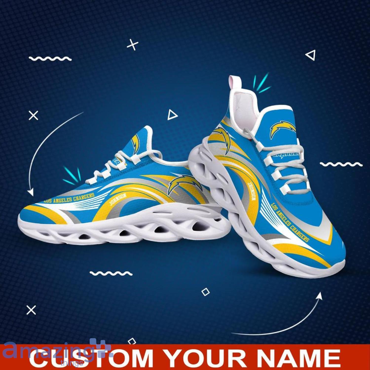 Los Angeles Chargers NFL Max Soul Shoes Custom Name Running Shoes image Los Angeles Chargers NFL Max Soul Shoes Custom Name Running Shoes Product Photo 2