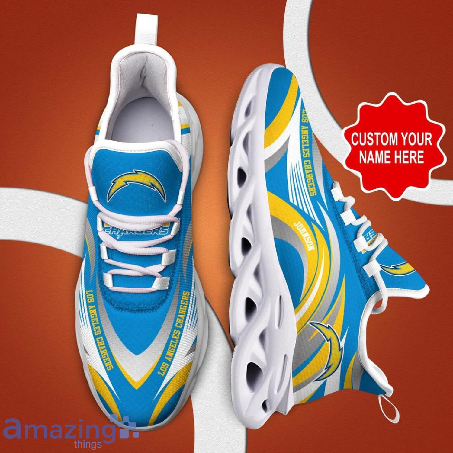 Los Angeles Chargers NFL Max Soul Shoes Custom Name Running Shoes image Los Angeles Chargers NFL Max Soul Shoes Custom Name Running Shoes Product Photo 4