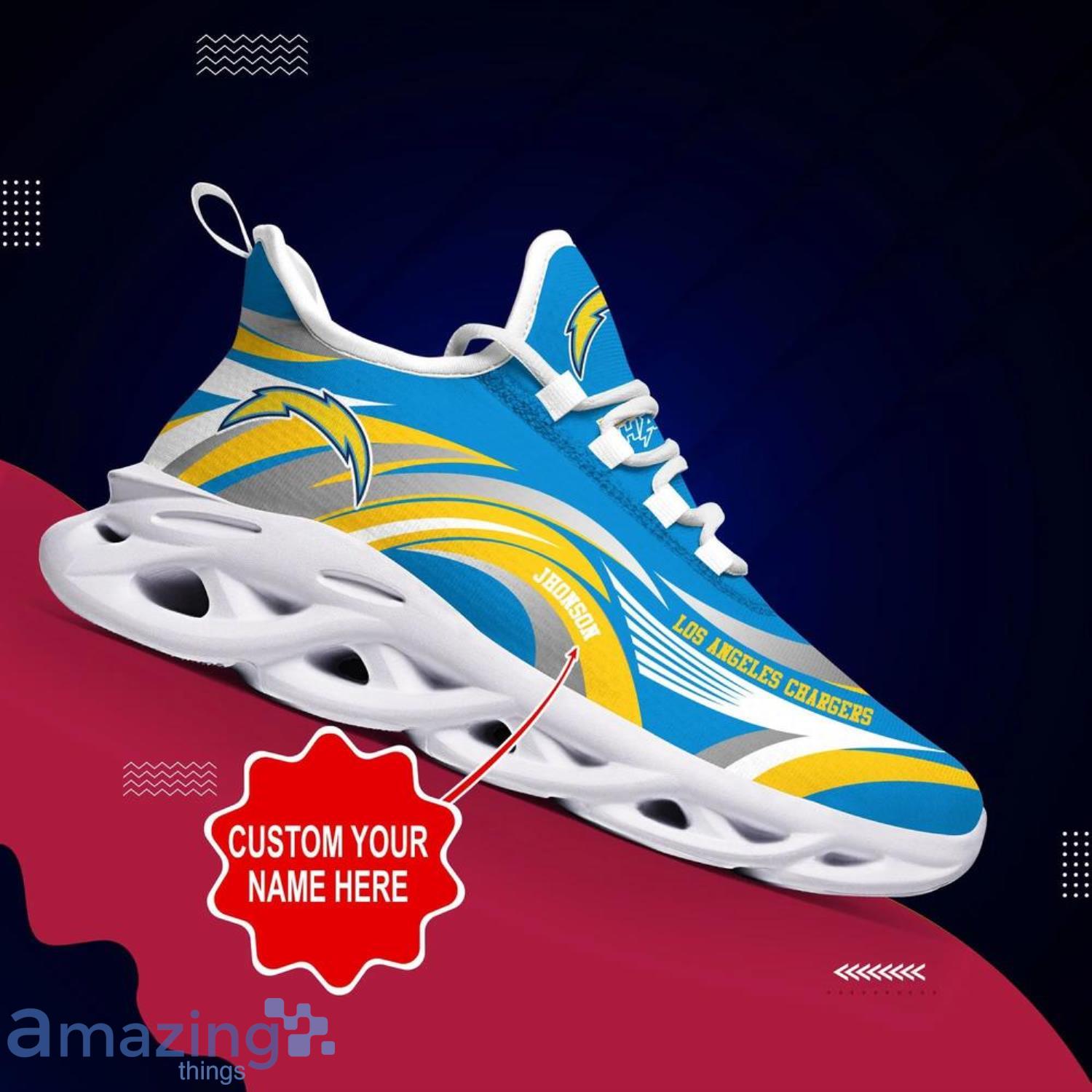 Los Angeles Chargers NFL Max Soul Shoes Custom Name Running Shoes image Los Angeles Chargers NFL Max Soul Shoes Custom Name Running Shoes Product Photo 5