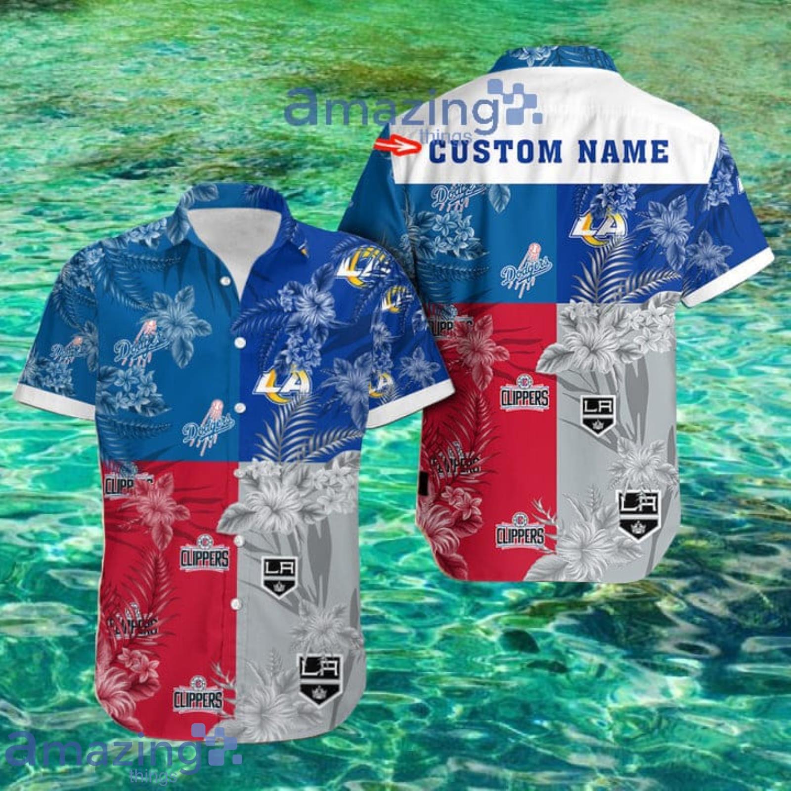 Los Angeles Custom Name Tropical Flower Hawaiian Shirt For Fans Product Photo 1