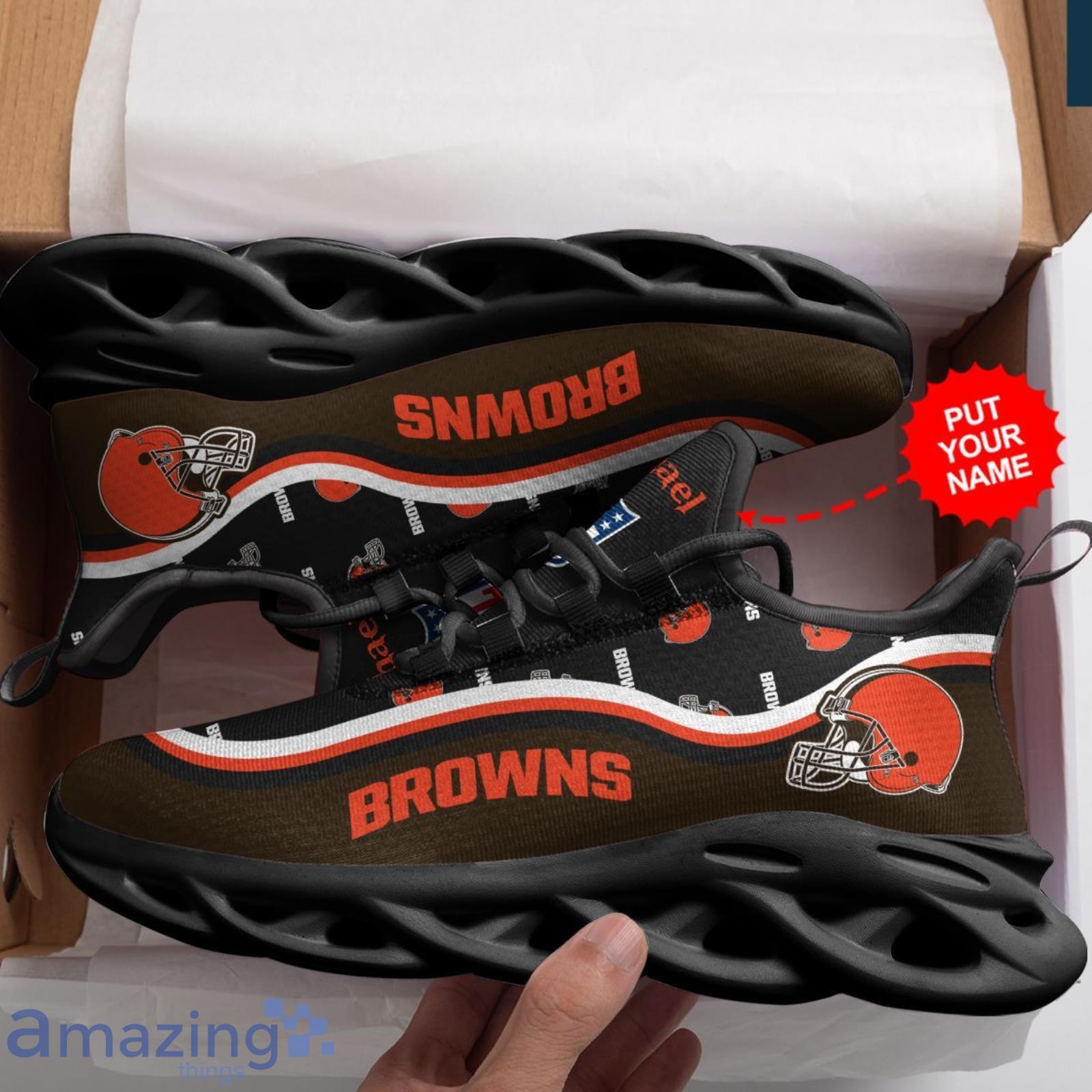 Custom Name Cleveland Browns NFL Running Sneakers Men And Women