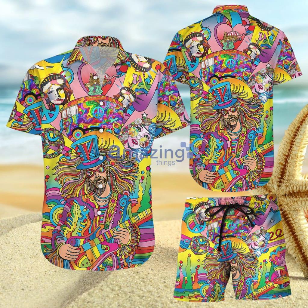Love Peace And Music Aloha Hippie Hawaiian Shirt And Short - Love Peace And Music Aloha Hippie Hawaiian Shirt And Short
