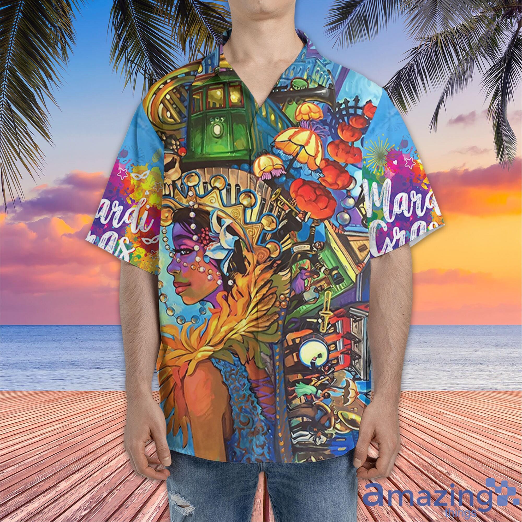 Mardi Gras Girl Short Sleeve Hawaiian Shirt For Men And Women