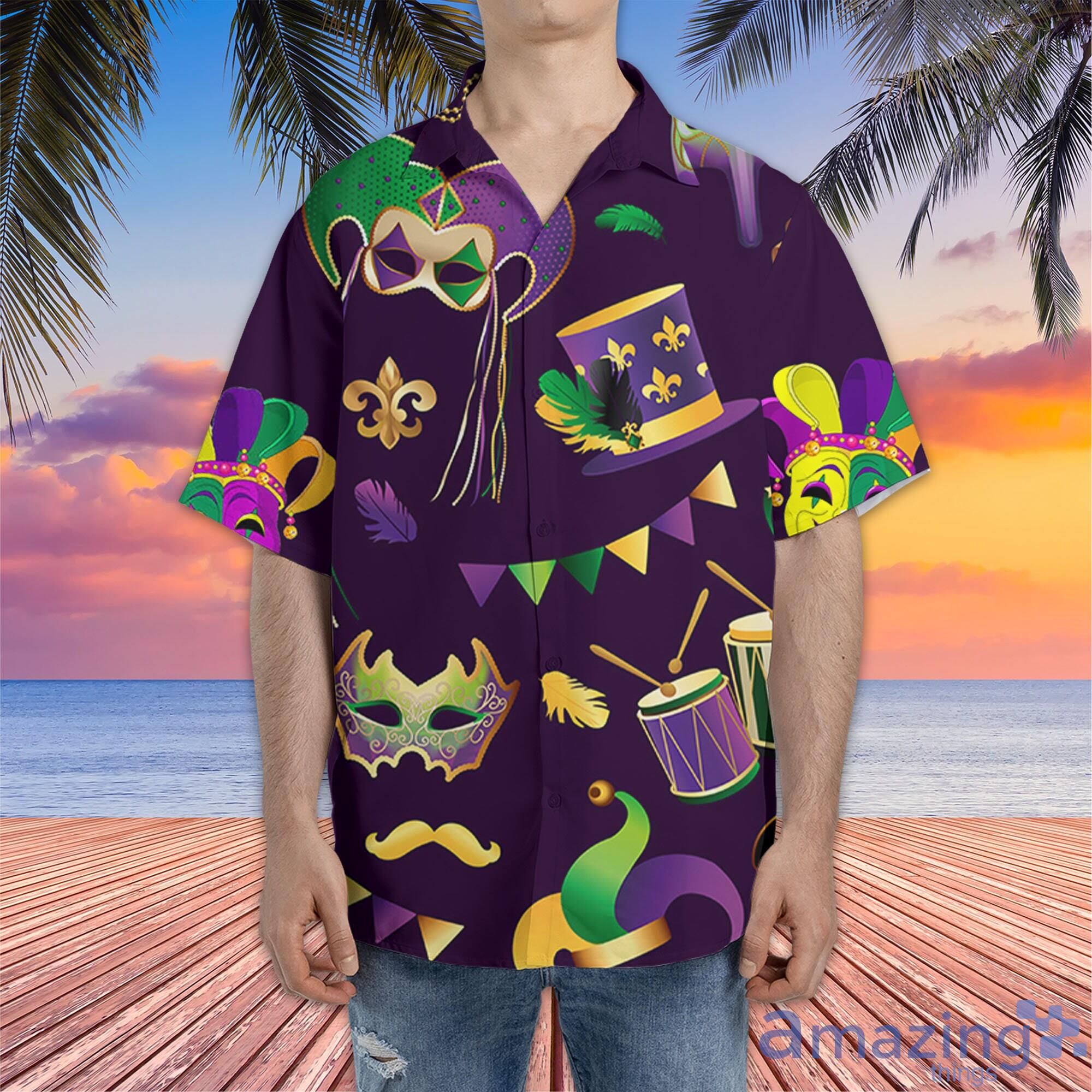 Mardi Gras Girl Short Sleeve Hawaiian Shirt For Men And Women