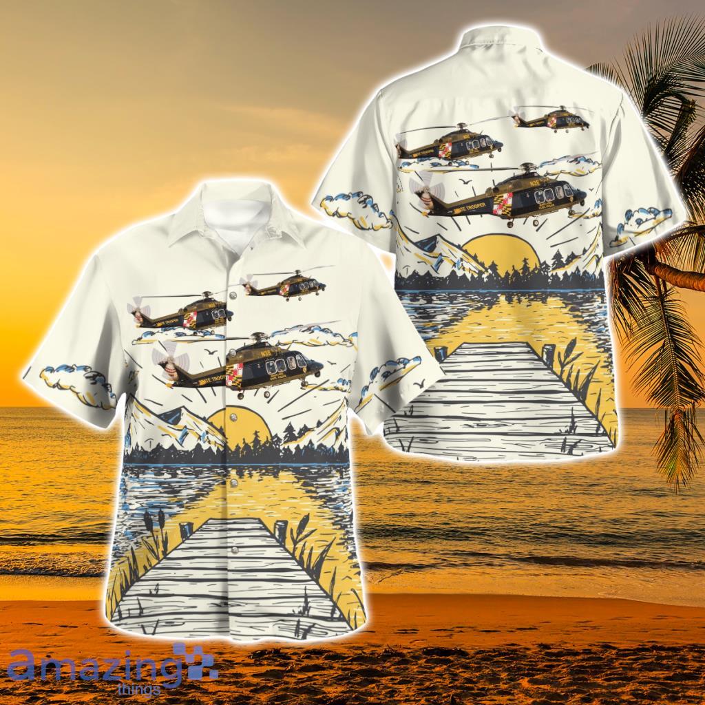 Maryland State Police Trooper 1 Helicopter Hawaiian Shirt - Maryland State Police Trooper 1 Helicopter Hawaiian Shirt