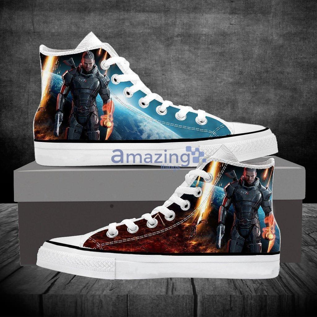 Mass Effect Captain Shepard Galatic Canvas High Top Shoes Sneakers - Mass Effect Captain Shepard Galatic Canvas High Top Shoes Sneakers