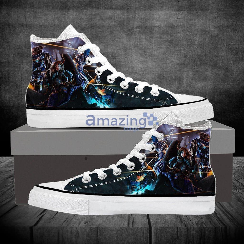 Mass Effect Female Fighter Cartoon Canvas High Top Shoes Sneakers - Mass Effect Female Fighter Cartoon Canvas High Top Shoes Sneakers