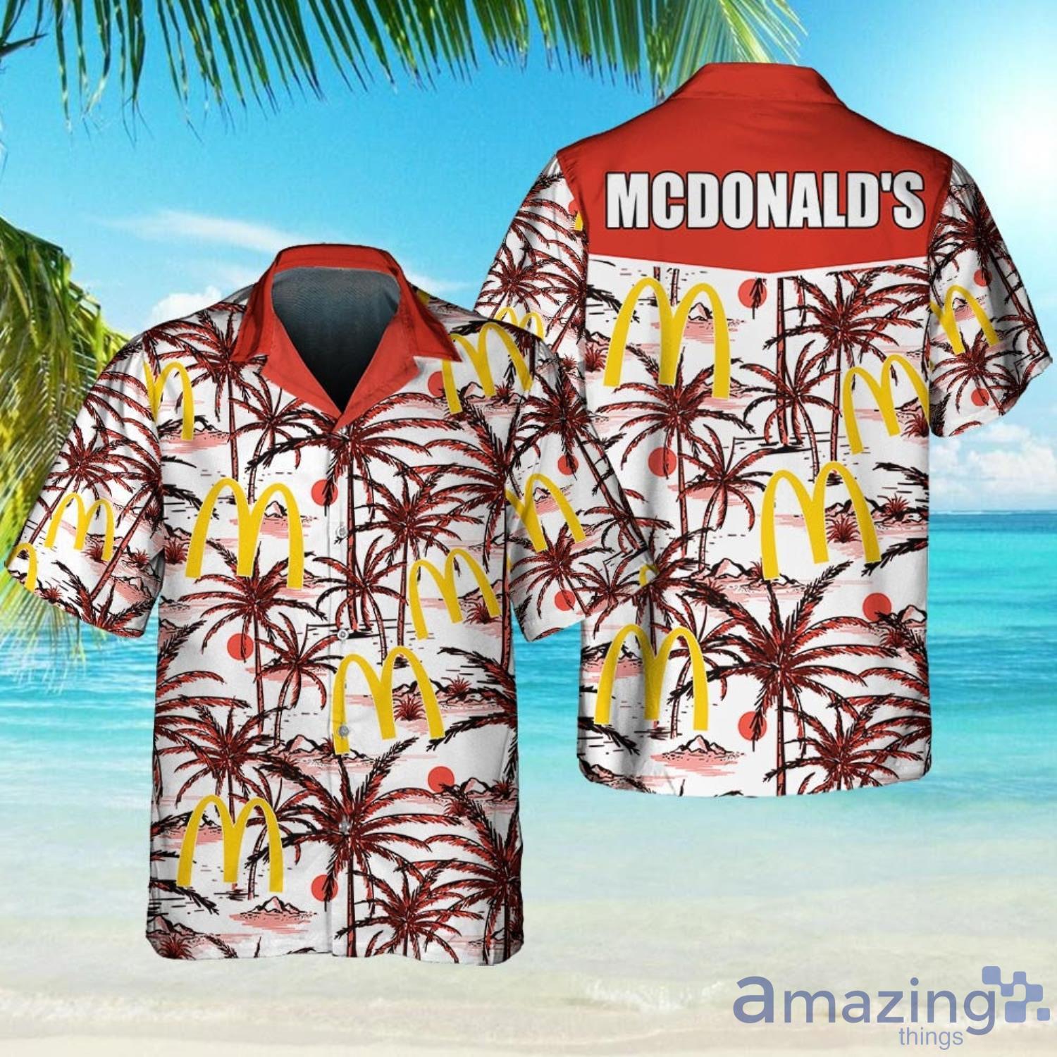 McDonald's Food Tropical Flower Aloha Hawaiian Shirt And Beach Short Set Product Photo 1