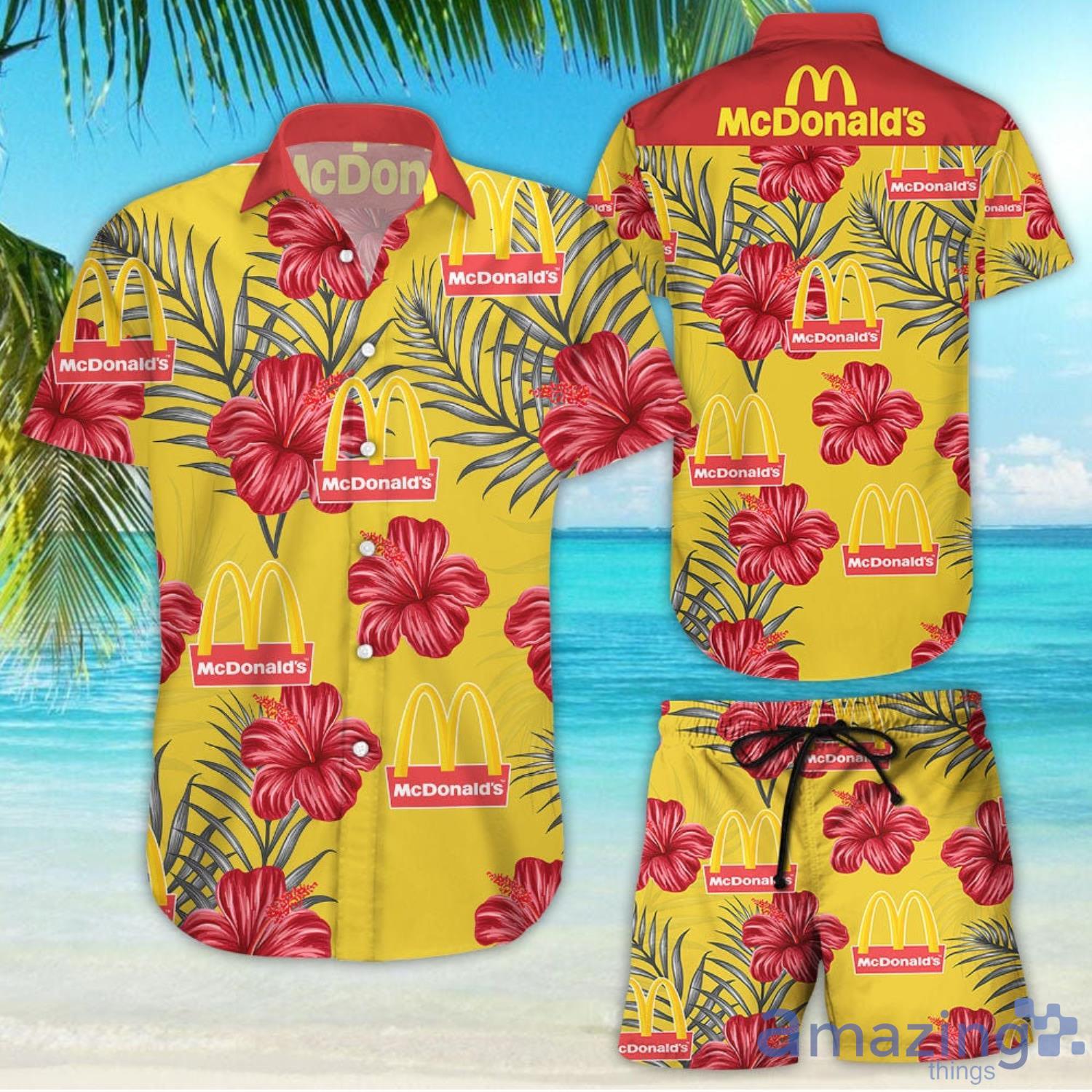 McDonald's Tropical Flower Aloha Hawaiian Shirt And Beach Short Set Product Photo 1