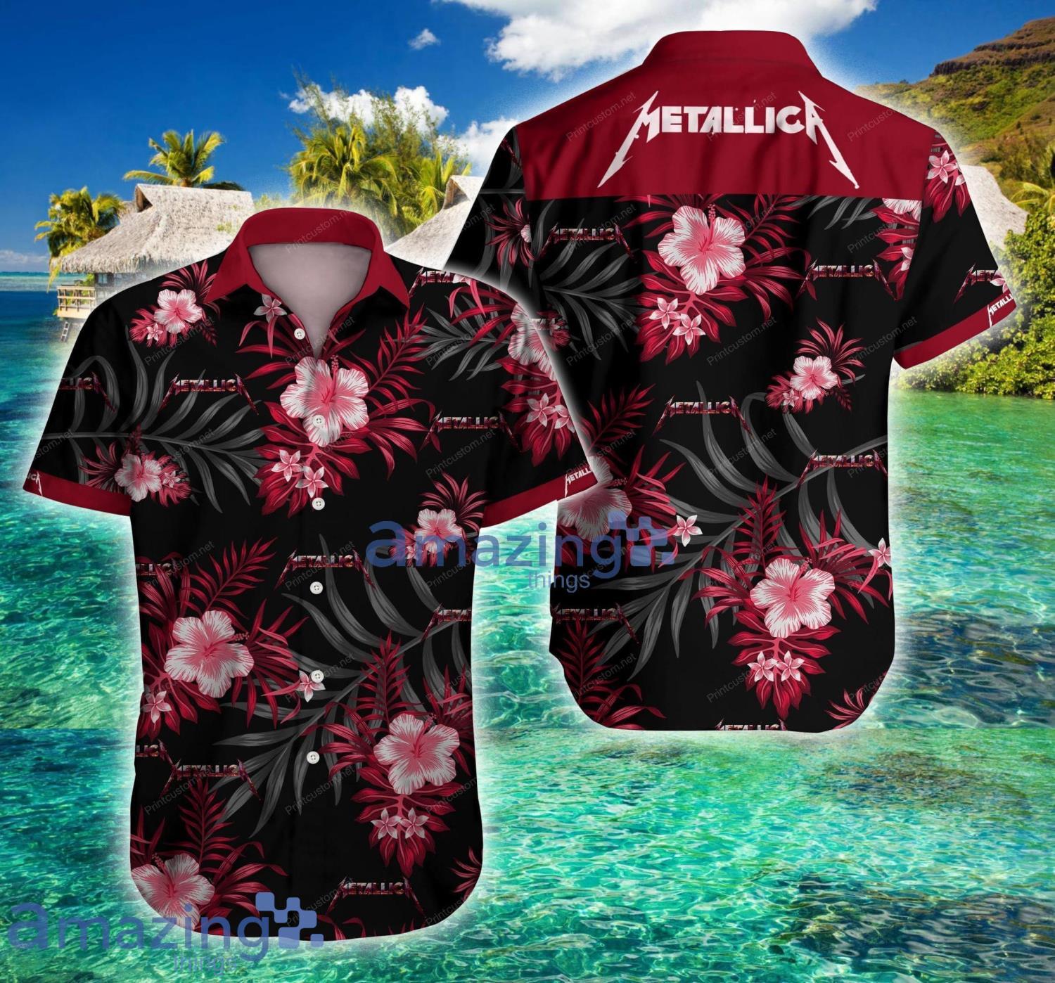 Metallica Band Logo Tropical Short Sleeve Hawaiian Shirt For Men And Women Product Photo 1