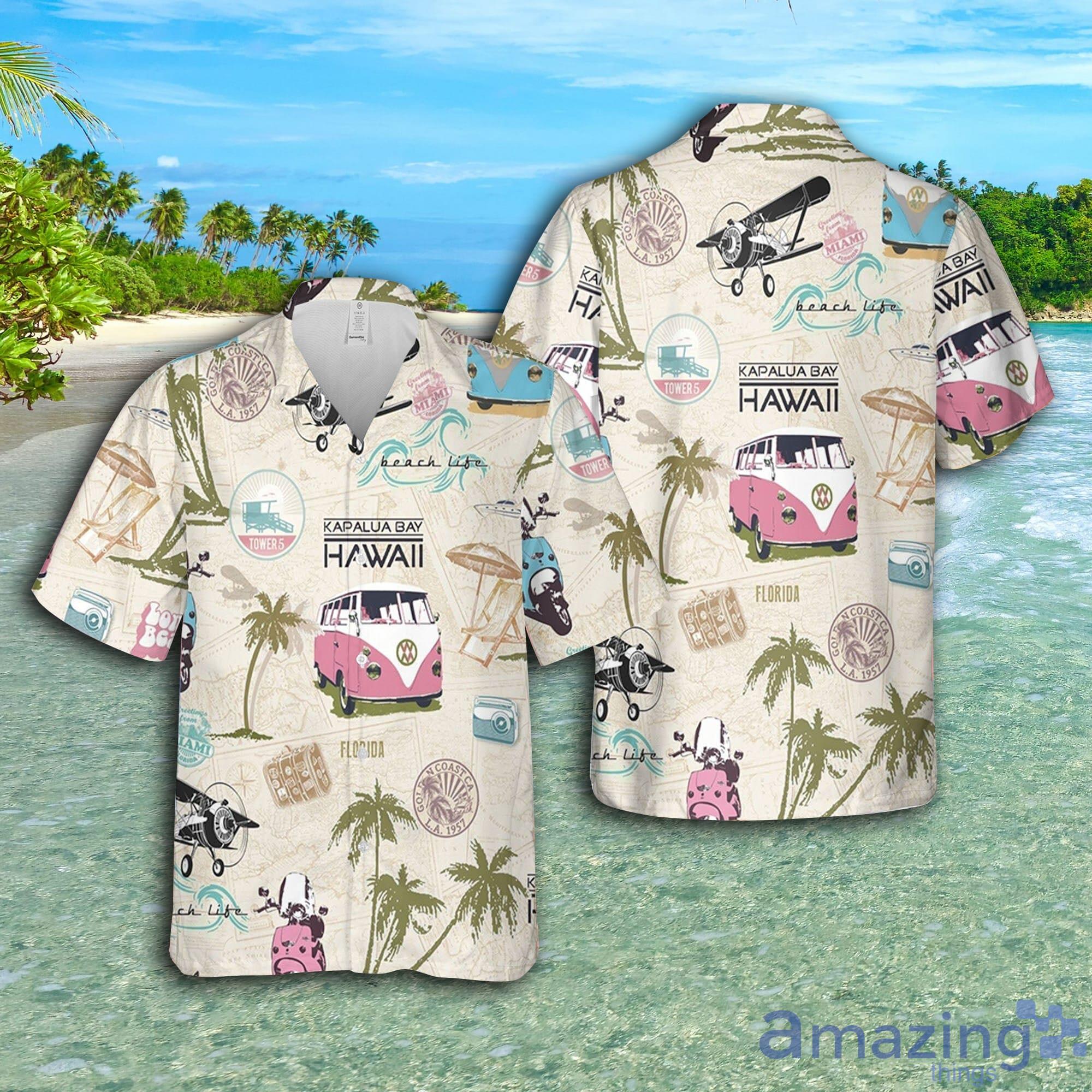 Miami Beach Multicoloured Short Sleeve AOP Hawaiian Shirt For Summer Product Photo 1