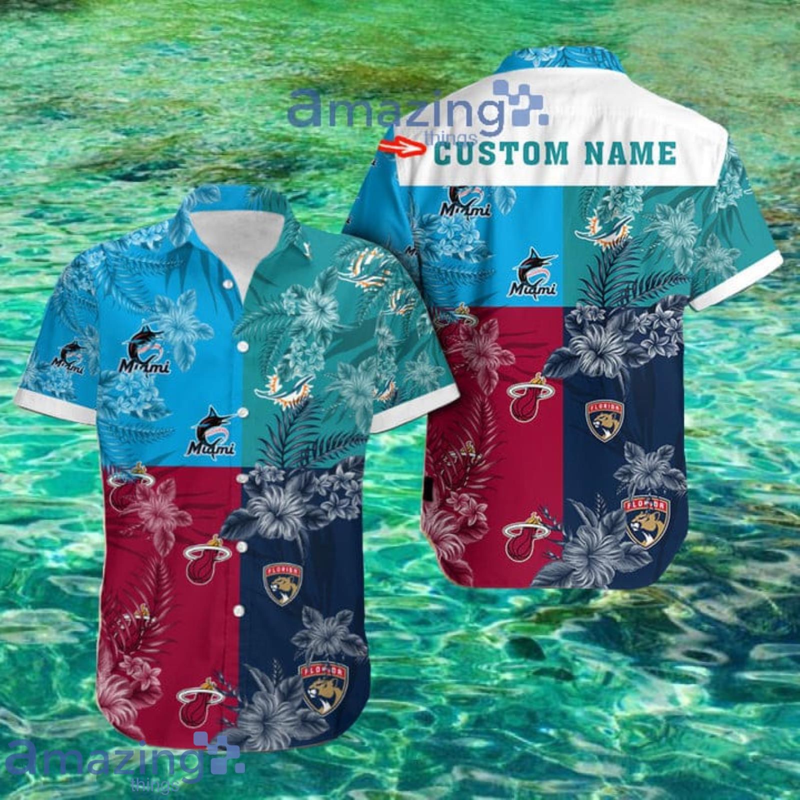 Miami Custom Name Tropical Flower Hawaiian Shirt For Fans Product Photo 1