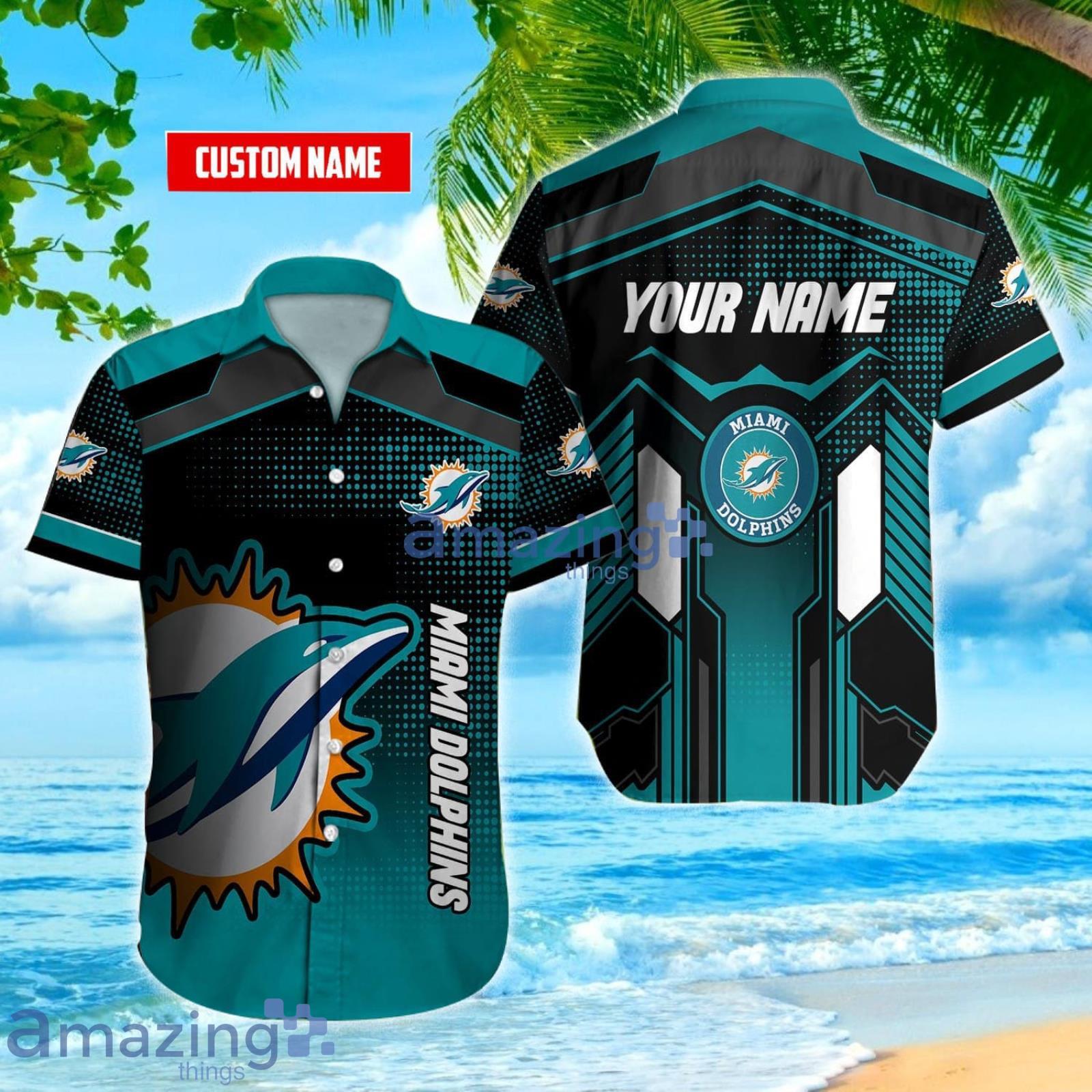 Miami Dolphins Logo Custom Name For Fans Hawaiian Shirt Product Photo 1 Miami Dolphins Logo Custom Name For Fans Hawaiian Shirt Product Photo 1