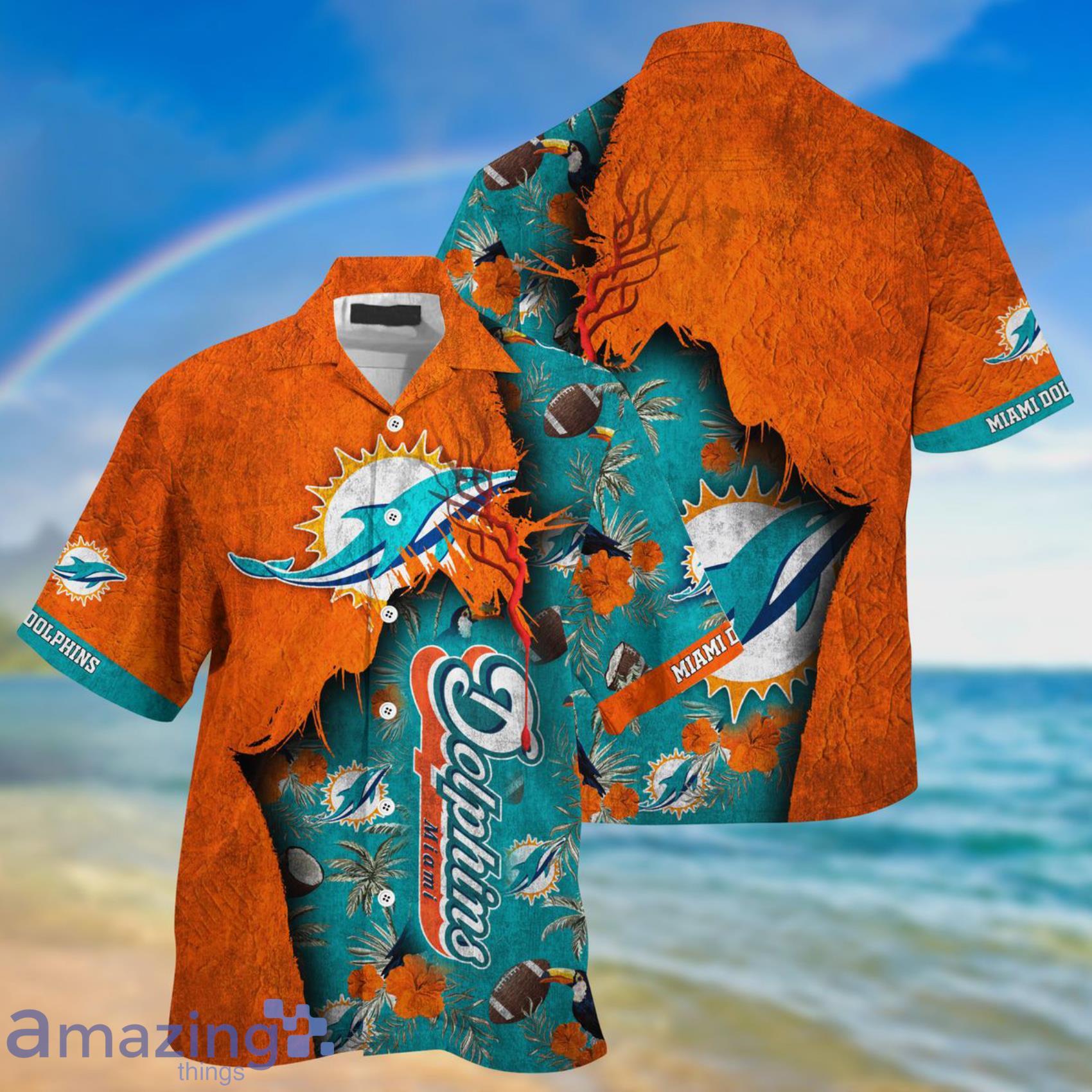 Miami Dolphins Womens Button Down Shirts Dresses Summer Hawaiian Beach  Sundress