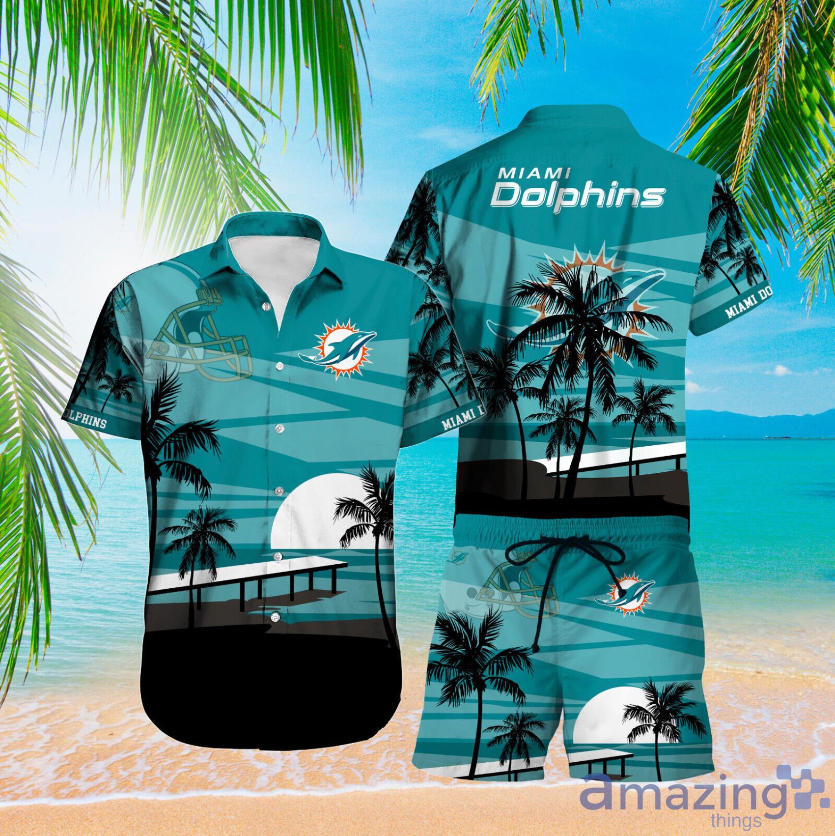 Miami Dolphins The Sun And Beach Over Print Hawaiian Shirt And Beach Short