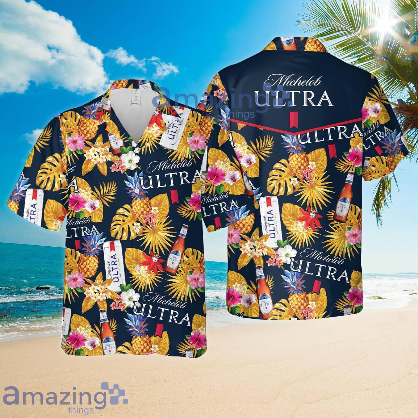 Michelob Ultra Hawaii Style Pineapple Beach Summer Set Hawaiian Shirt And Shorts Product Photo 1