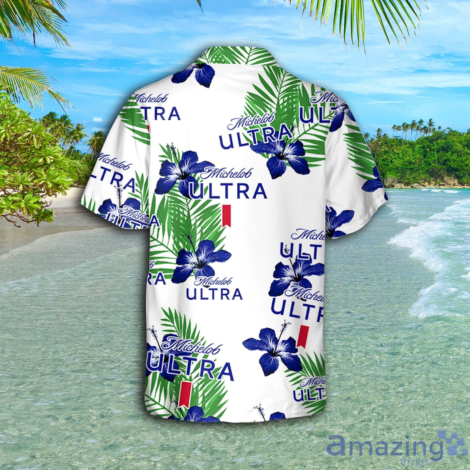 Michelob Ultra Hibiscus Flower Pattern Hawaiian Shirt And Short For Men And  Women