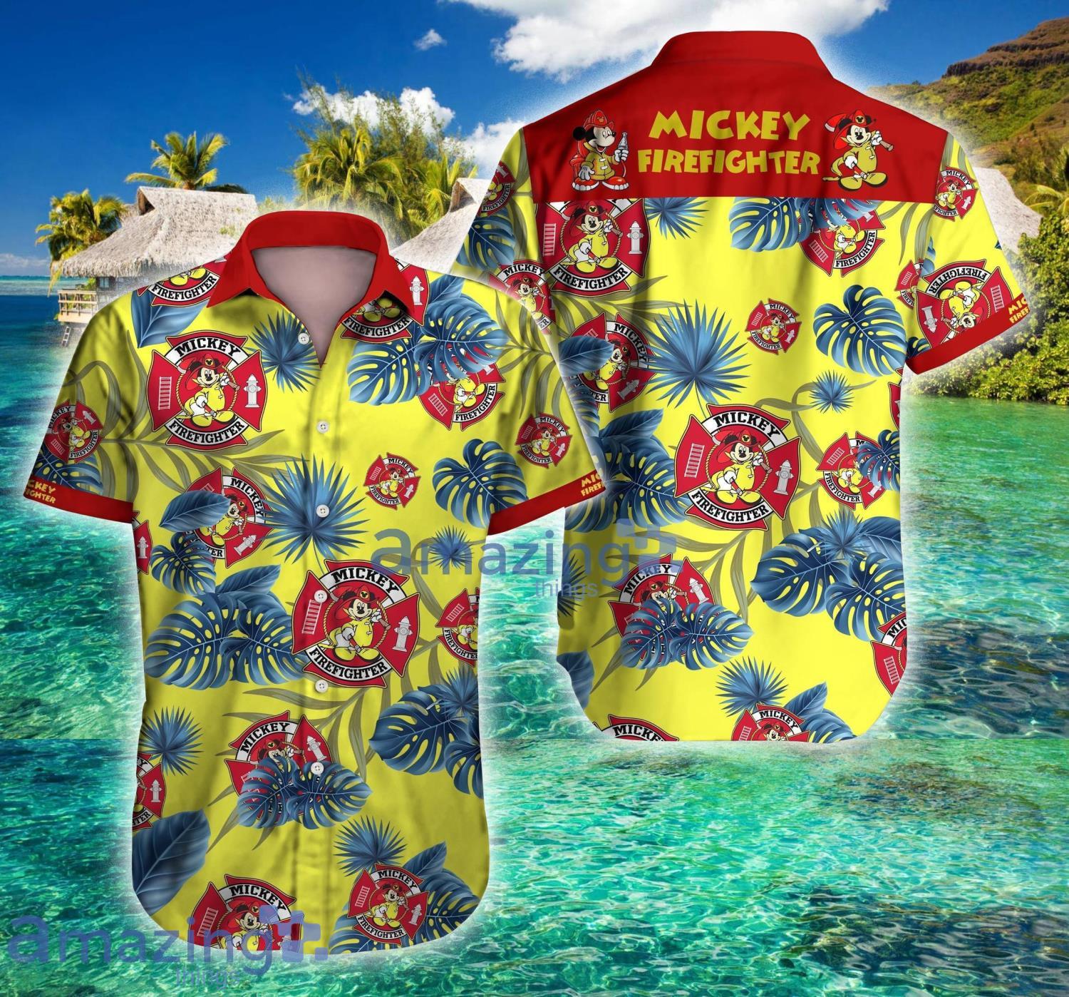 Mickey Firefighter Summer Tropical Short Sleeve Hawaiian Shirt For Men And Women Product Photo 1