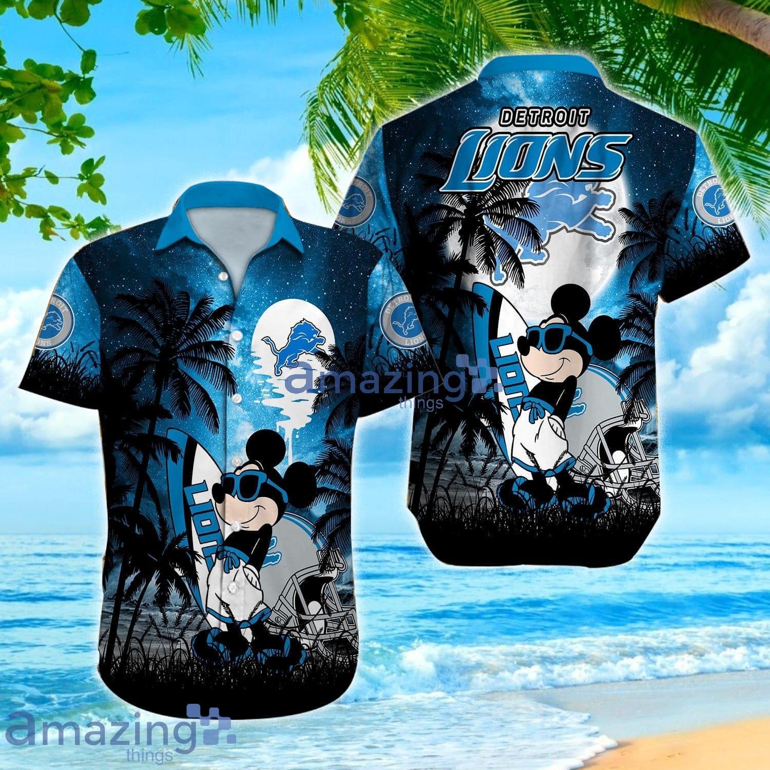 Mickey Moon And Coconut Detroit Lions Hawaiian Shirt Product Photo 1