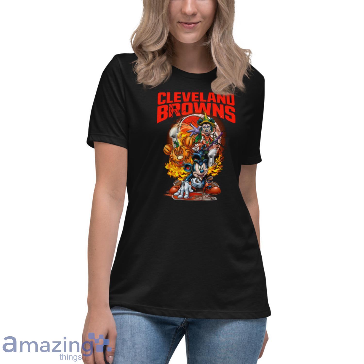 Mickey Mouse Pumpkin Halloween Vince Lombardi Trophy Cleveland Browns image Mickey Mouse Pumpkin Halloween Vince Lombardi Trophy Cleveland Browns - Womens Relaxed Short Sleeve Jersey Tee