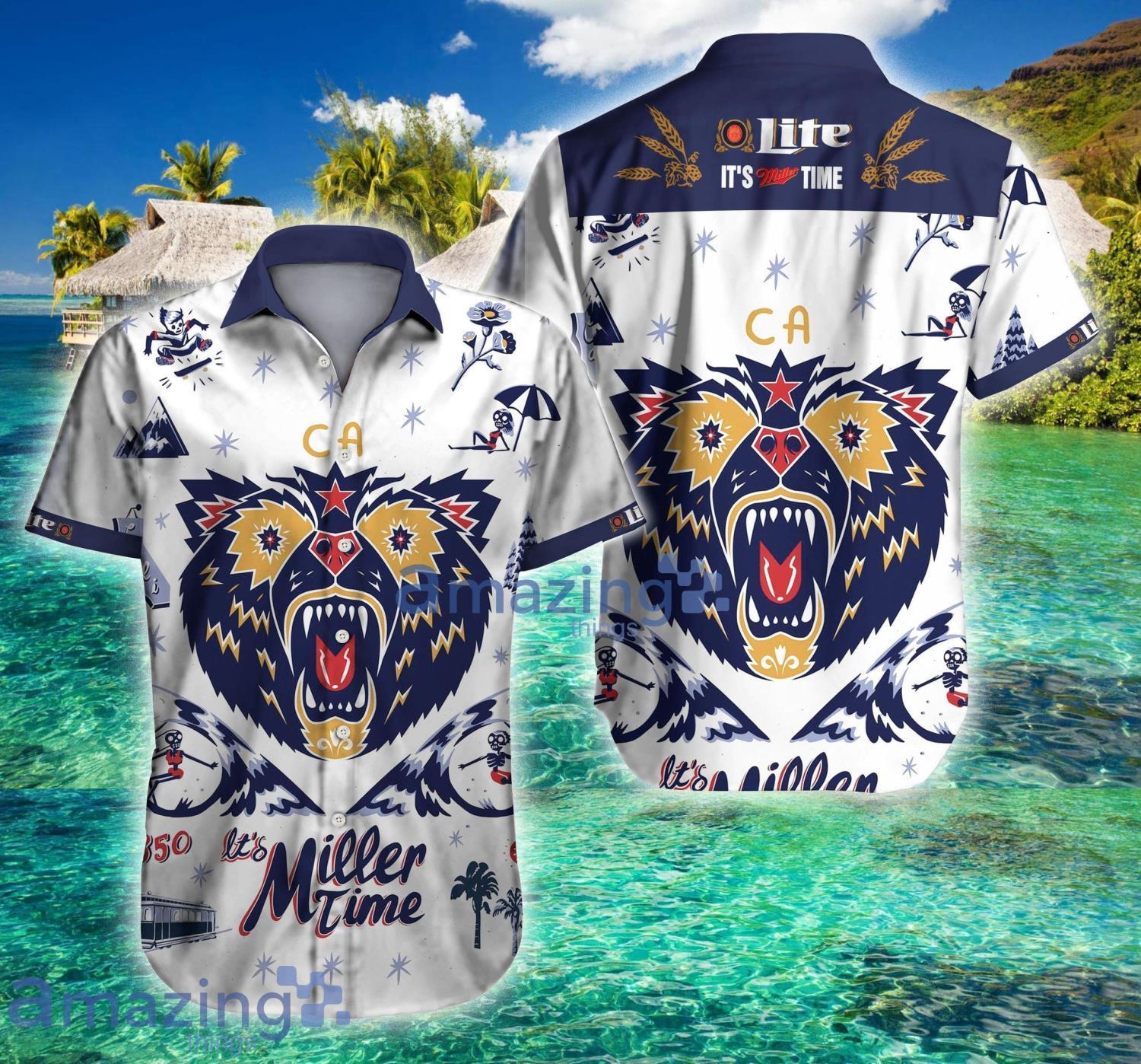 Miller Lite Summer Tropical Short Sleeve Hawaiian Shirt For Men And Women Product Photo 1