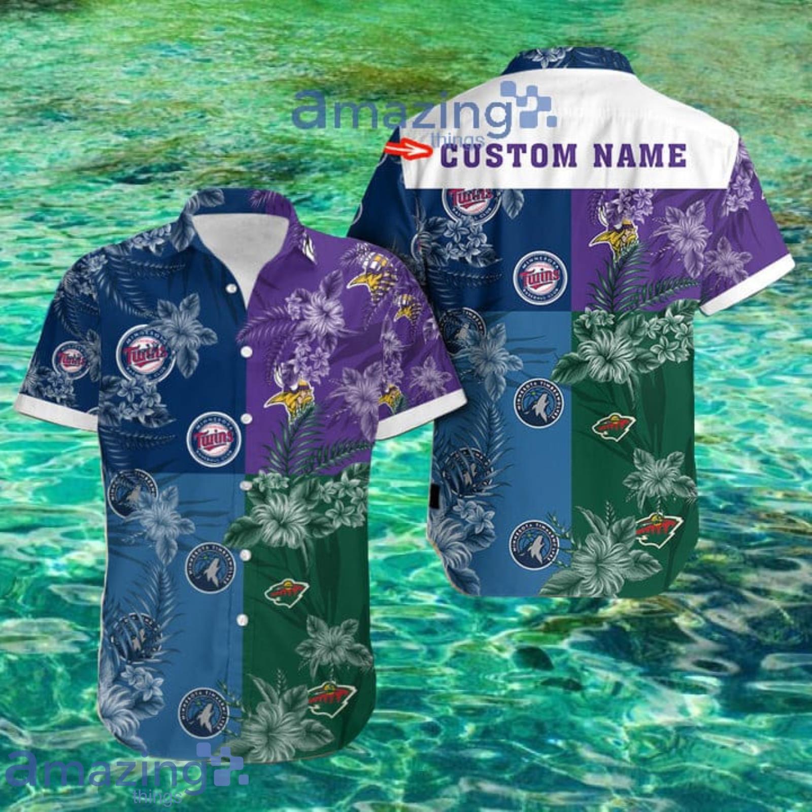 Minnesota Custom Name Tropical Flower Hawaiian Shirt For Fans Product Photo 1