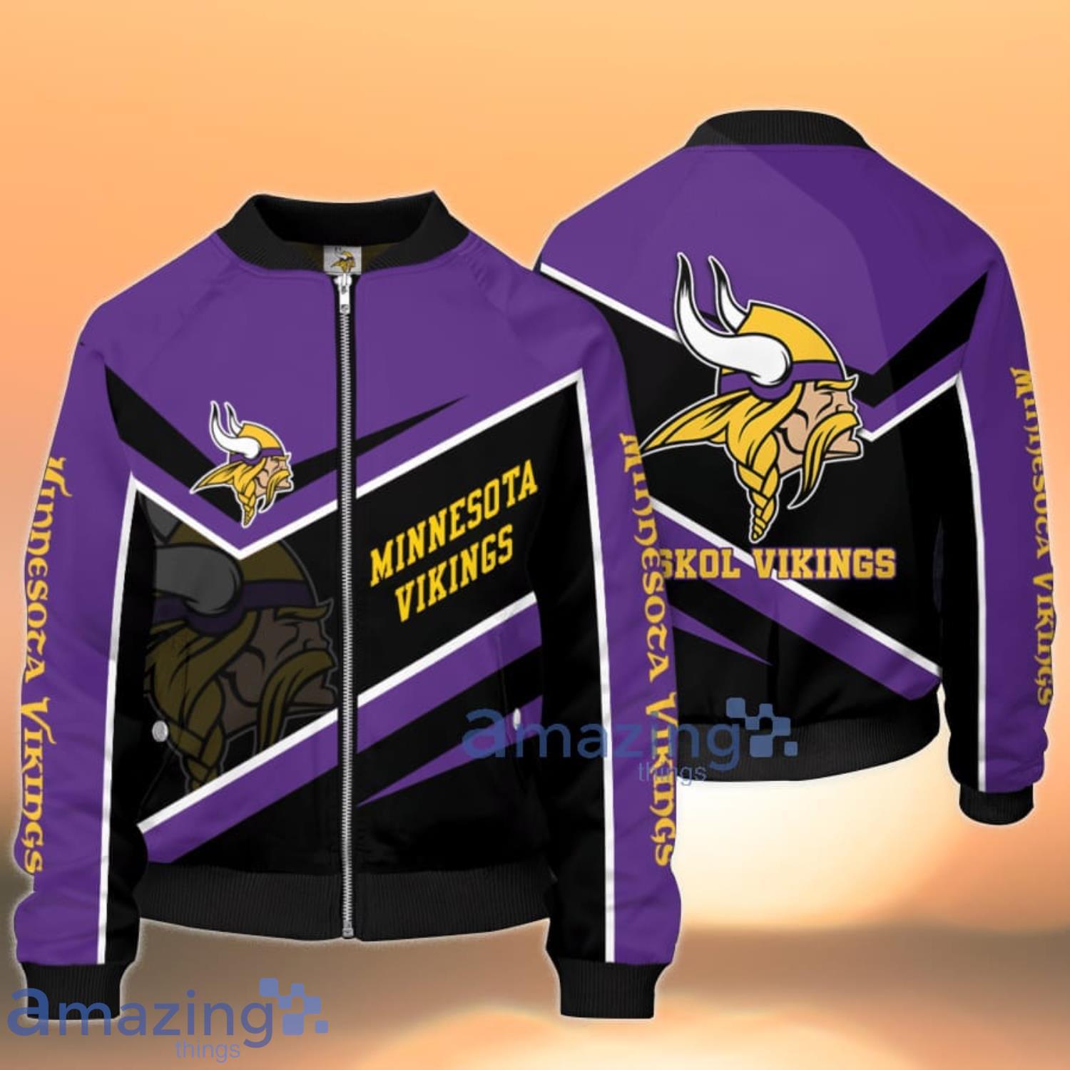 Minnesota Vikings Skol Vikings 3D Bomber Jacket For Fans