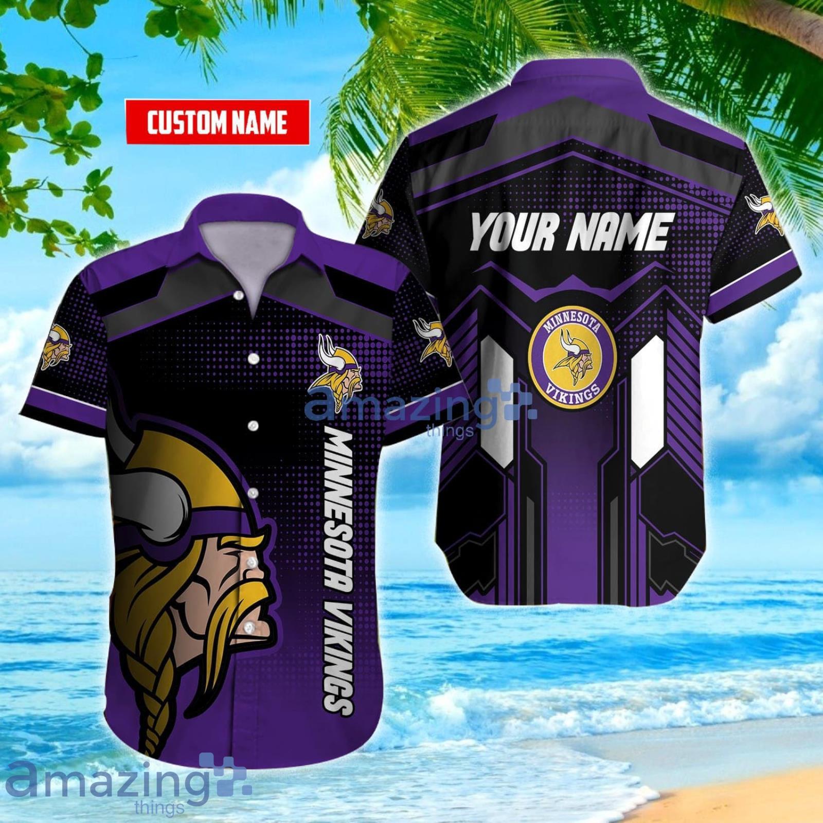 Minnesota Vikings Logo Custom Name For Fans Hawaiian Shirt Product Photo 1