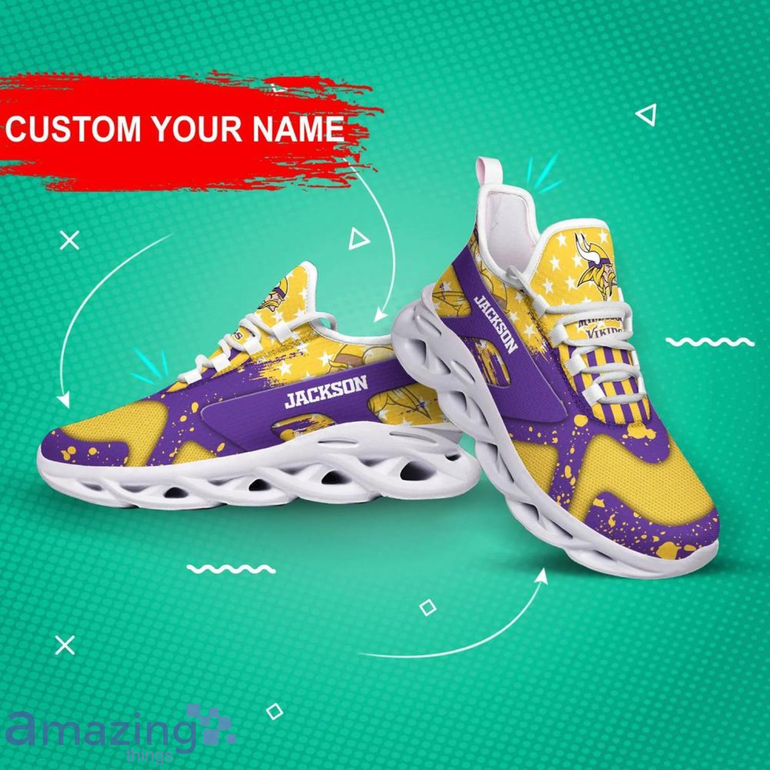 Minnesota Vikings Yellow And Purple Max Soul Sneakers Running Shoes