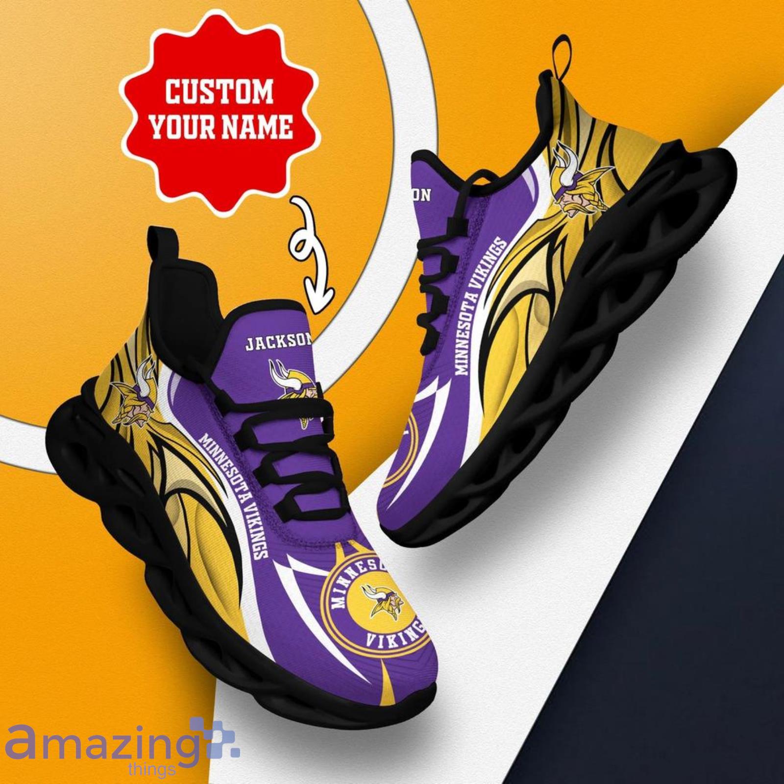 Minnesota Vikings NFL Max Soul Shoes Custom Name Running Sneakers image Minnesota Vikings NFL Max Soul Shoes Custom Name Running Sneakers Product Photo 2