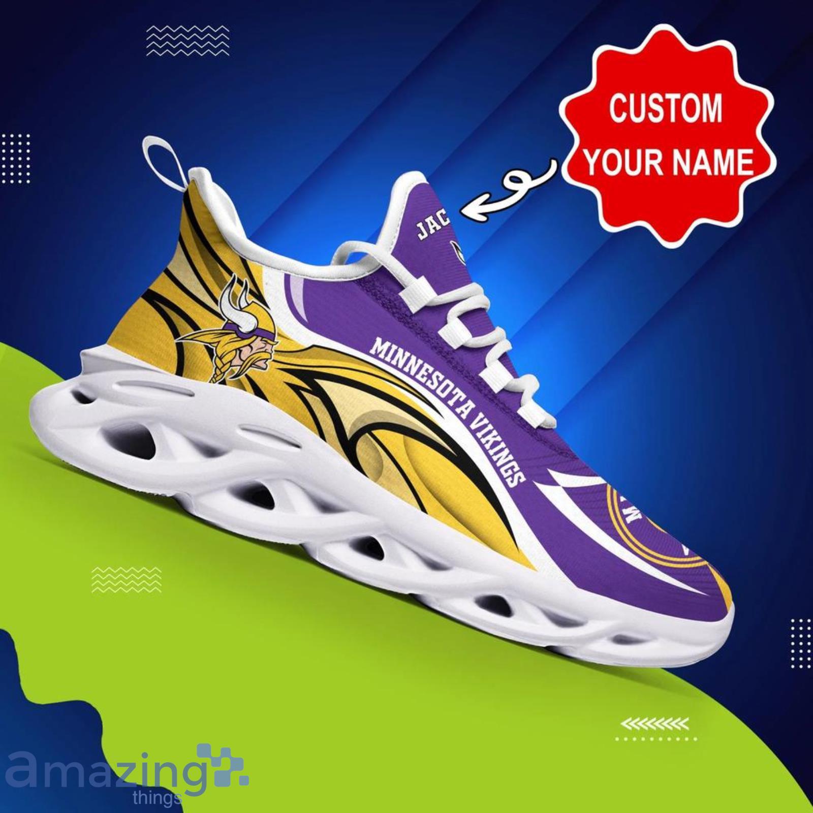 Minnesota Vikings NFL Max Soul Shoes Custom Name Running Sneakers image Minnesota Vikings NFL Max Soul Shoes Custom Name Running Sneakers Product Photo 3