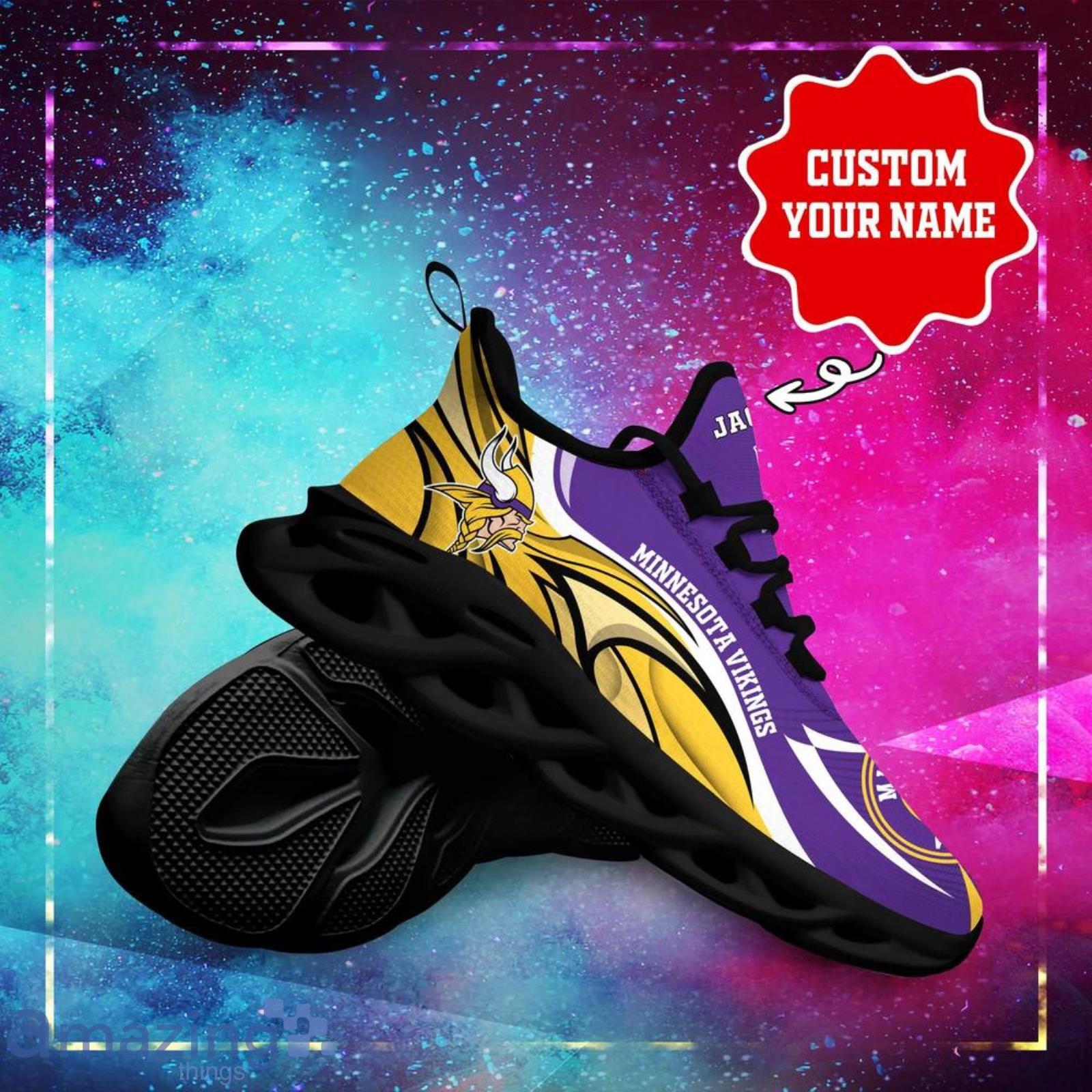 Minnesota Vikings NFL Max Soul Shoes Custom Name Running Sneakers image Minnesota Vikings NFL Max Soul Shoes Custom Name Running Sneakers Product Photo 4