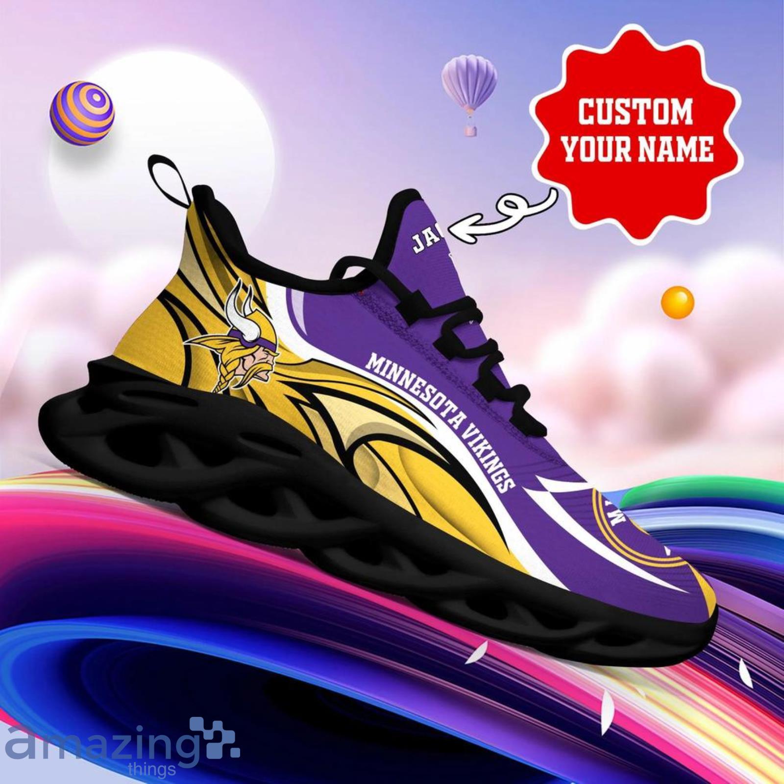 Minnesota Vikings NFL Max Soul Shoes Custom Name Running Sneakers image Minnesota Vikings NFL Max Soul Shoes Custom Name Running Sneakers Product Photo 5