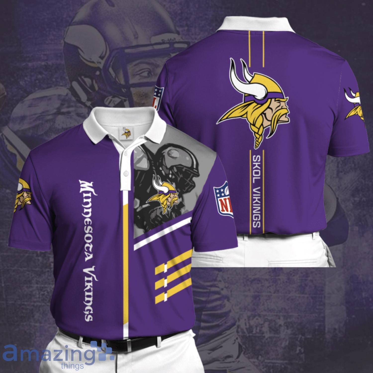 Minnesota Vikings Professional Football Team Purple 3D Polo Shirt For Fans