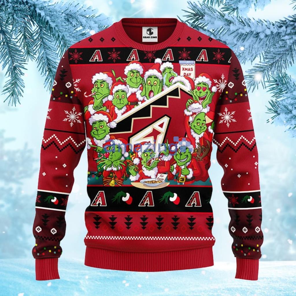 MLB Arizona Diamondbacks 12 Grinch Xmas Day Christmas Ugly Sweater For Fans - 1