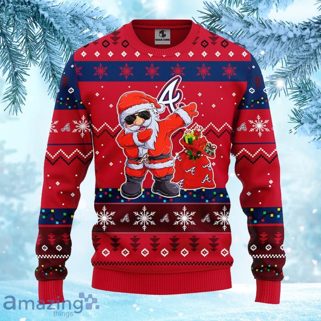 MLB Atlanta Braves Dabbing Santa Claus Christmas Ugly Sweater For Fans - 1